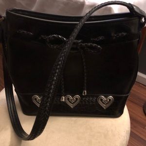 Black structures shoulder bag with silver accents